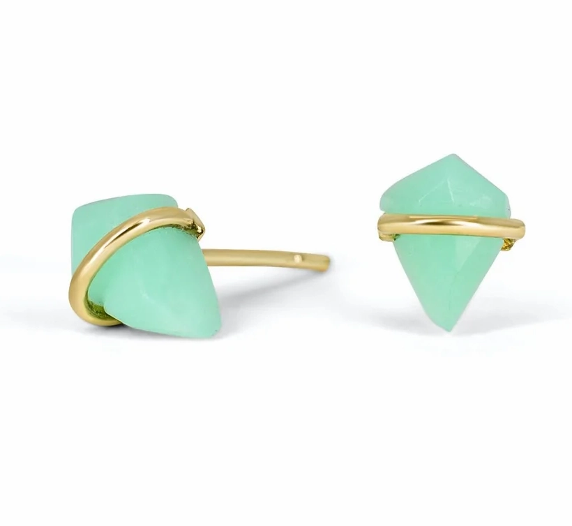 Chic Feature Teeny Kite Stone Studs - 18k Gold