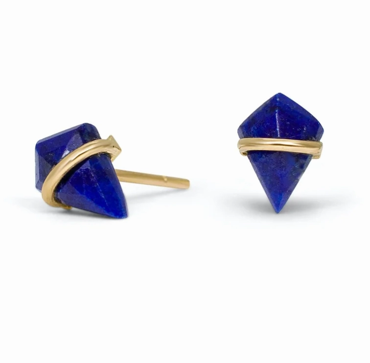 Dramatic Flare Teeny Kite Stone Studs - 18k Gold
