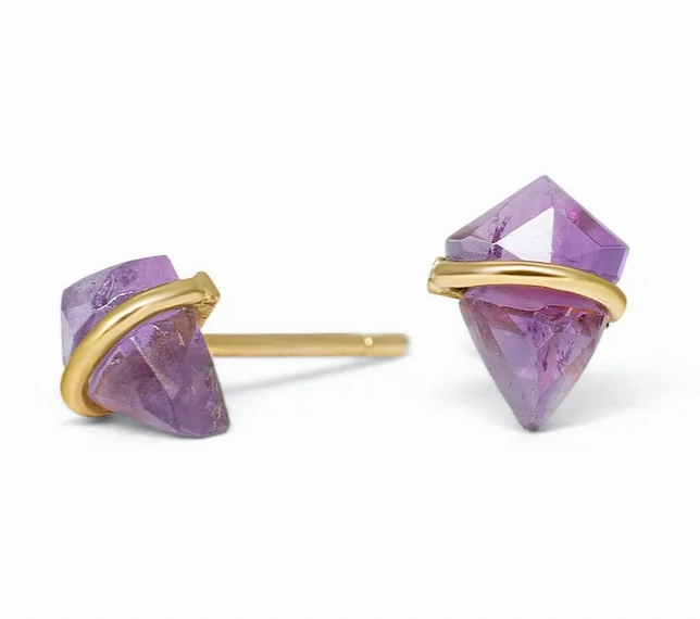Delicate Shine Teeny Kite Stone Studs - 18k Gold