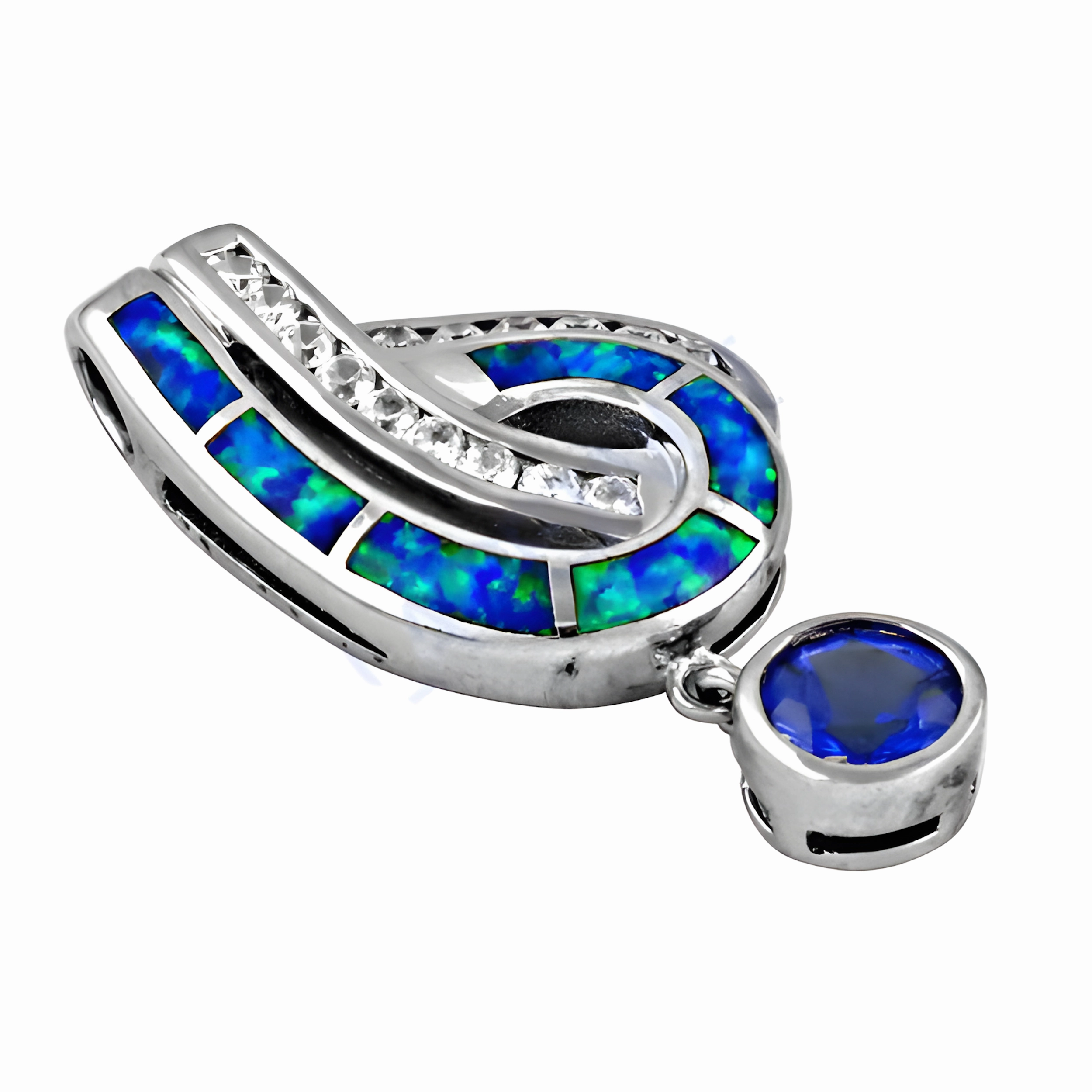 Stunning Glamour CZ Ink Zirconia Inlay Silver Pendant - Elegant Jewelry Bohemian style