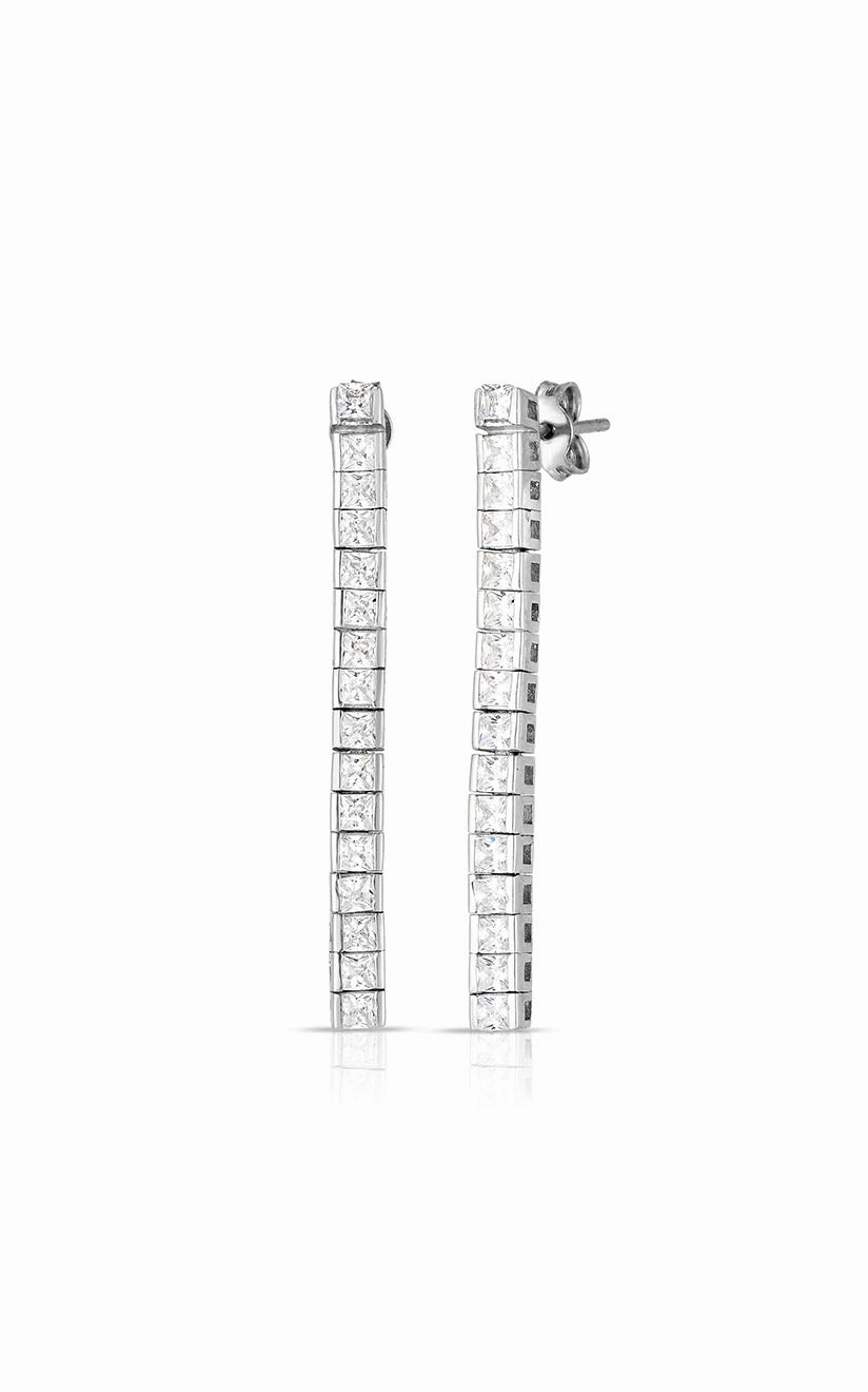 Chic Glimmer Modern Look Tennis Drop Stud Earring