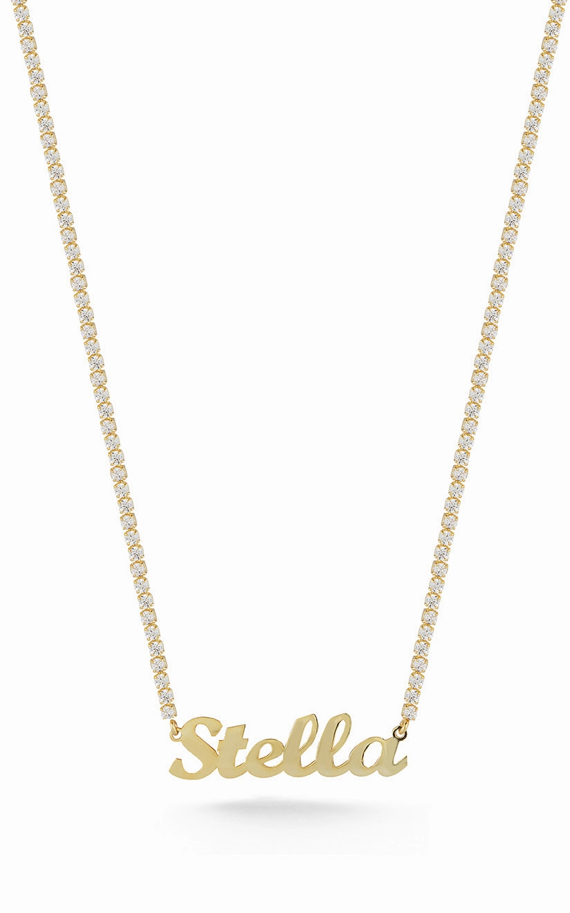 Sleek Finish Tennis Script Name Necklace