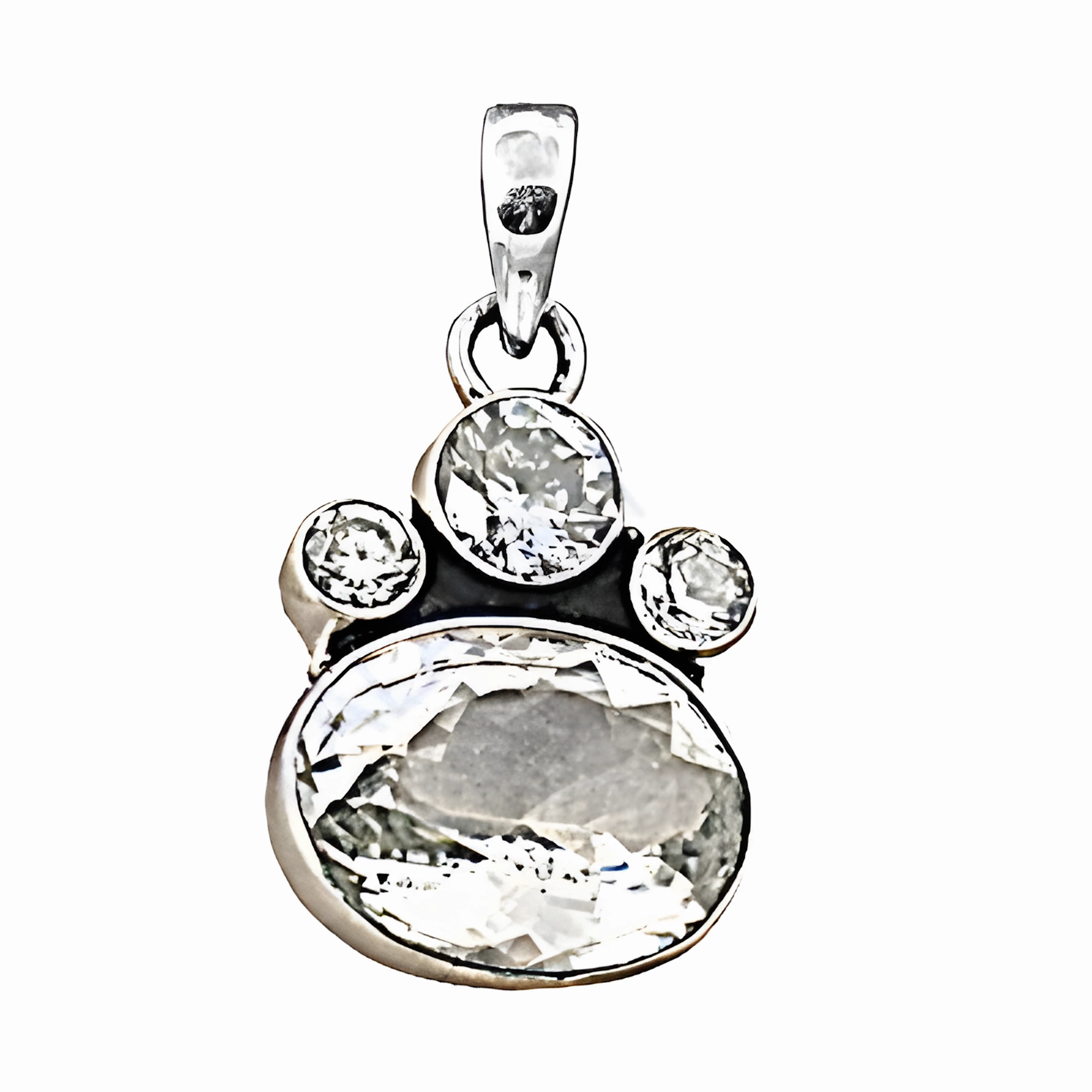 Layered Detail Popular Item Charming CZ Crystal Gemstone Silver Pendant - Elegant Jewelry for Every Occasion