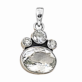 Layered Detail Popular Item Charming CZ Crystal Gemstone Silver Pendant - Elegant Jewelry for Every Occasion