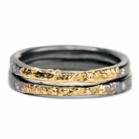 Weekend Ready The Jane Stack Rings - 18k Gold, Oxidized Silver   Diamonds