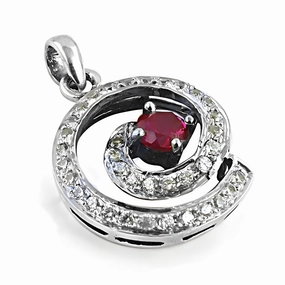 Stunning Red & White Cubic Zirconia Gemstone Silver Pendant - Shop Now Exclusive Appeal