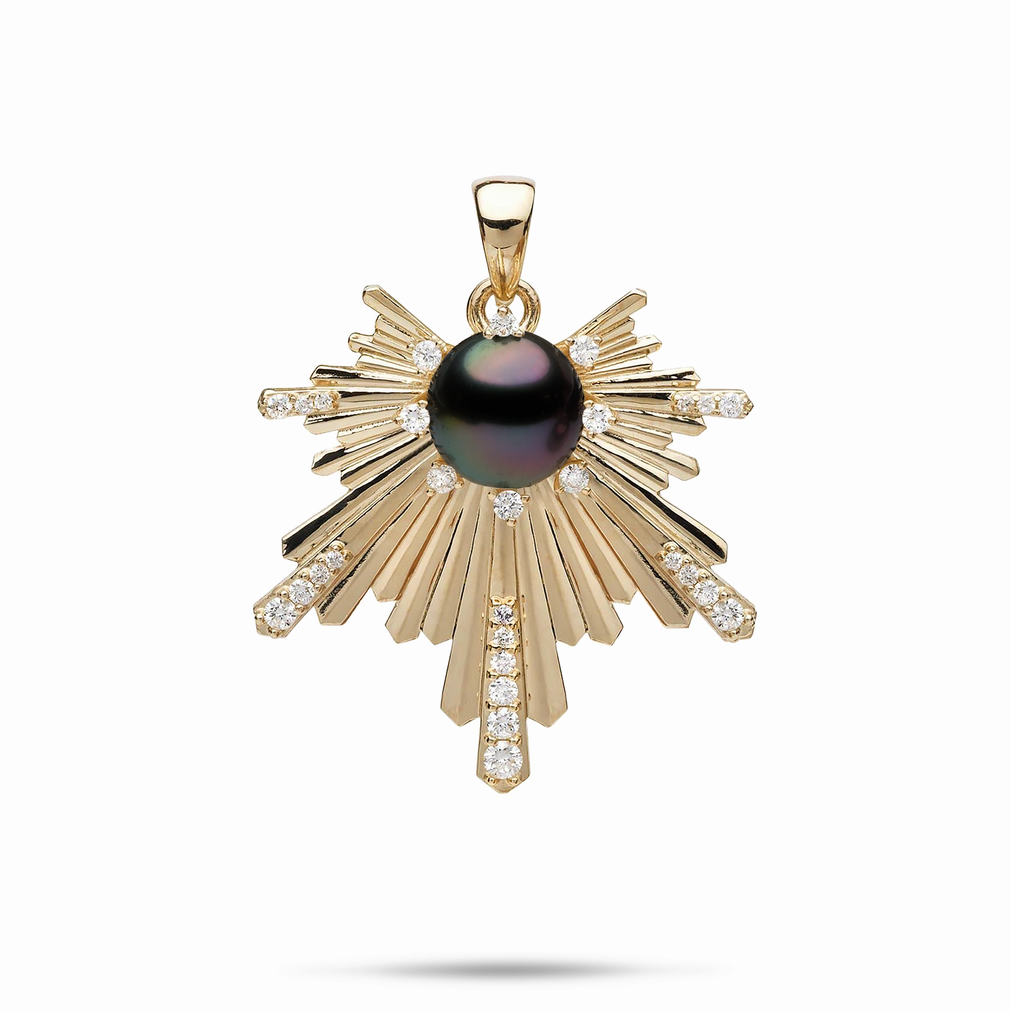 Office Wear Item E Ho???la Tahitian Black Pearl Pendant in Gold with Diamonds - 27mm