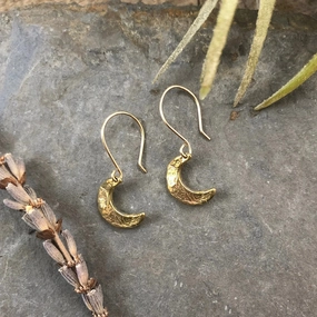 Crescent Moon Celestial Earrings - Brass   Gold-Fill Luxury Collection