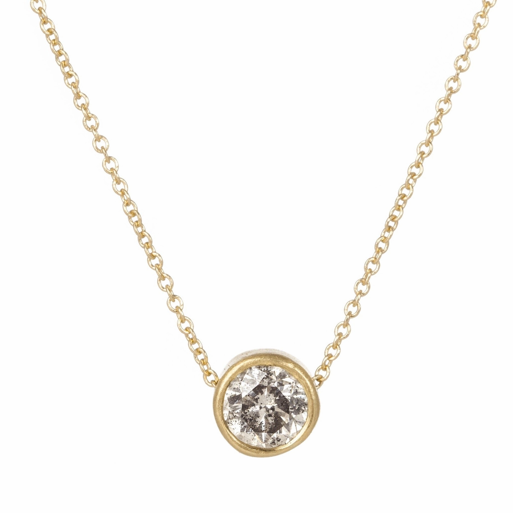 Glam Edge Iconic Feature Timeless Solitaire Necklace - 18k/14k Gold   1 ctw Reclaimed Diamond