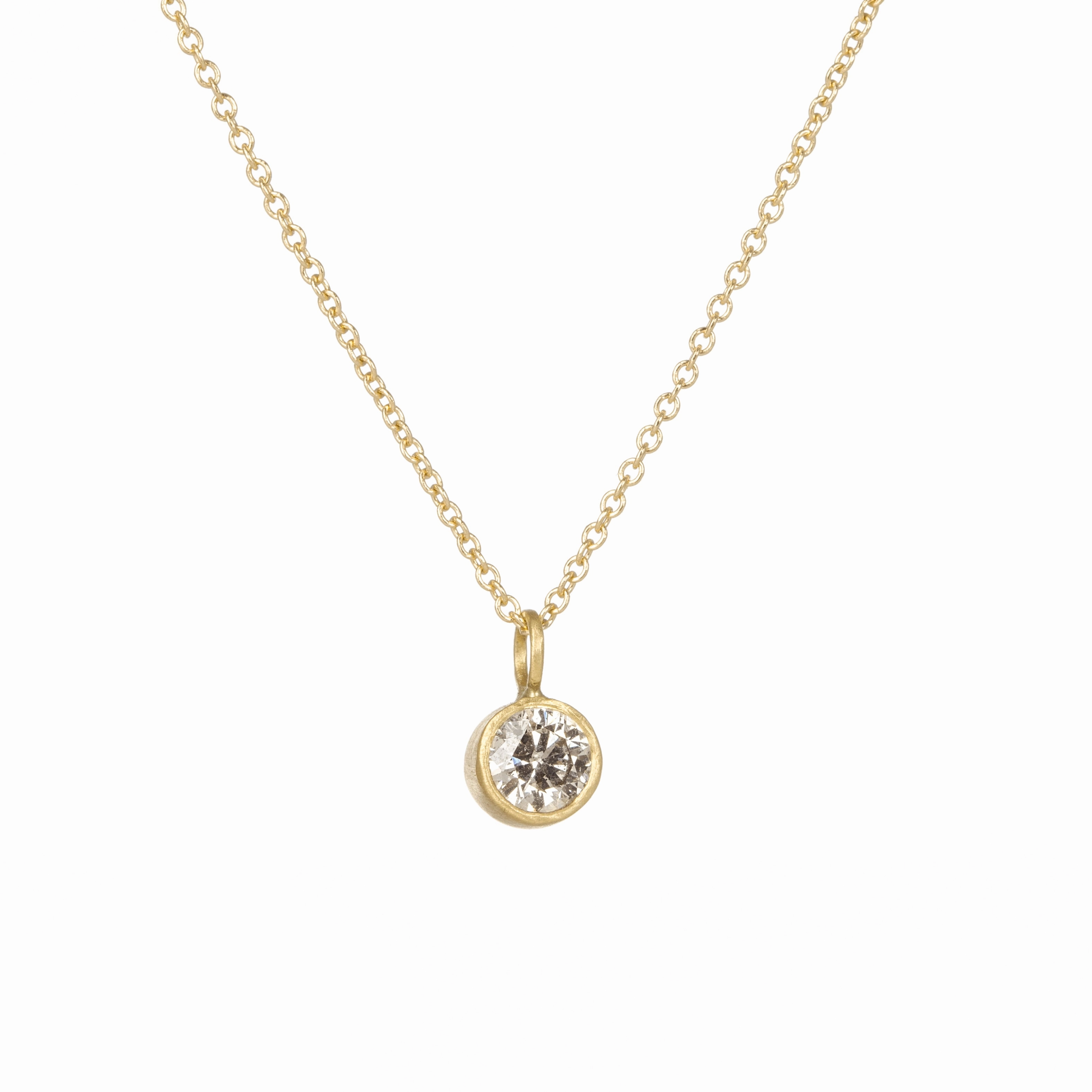 Timeless Solitaire Necklace - 18k/14k Gold   .4 ctw Reclaimed Diamond Daytime Style