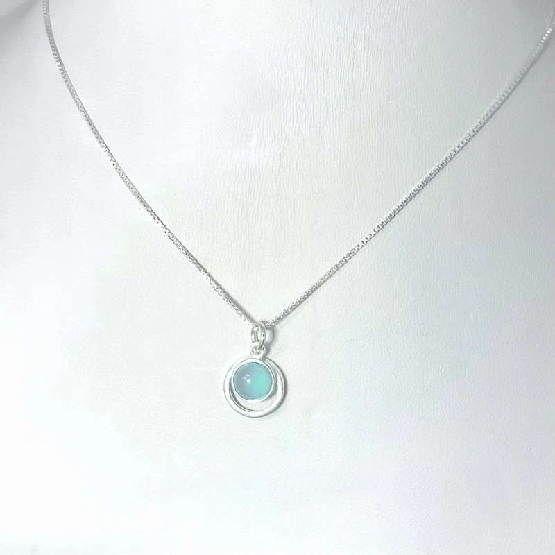 Seasonal Finish Celebration Look Small Sterling Silver Pedant with Moonstone or Chalcedony