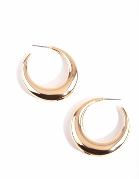 Exquisite Accent Gold Dip Hoop Earrings
