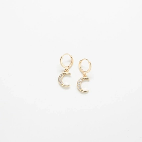 CZ Crescent Moon Huggie Earrings Fashionable Option