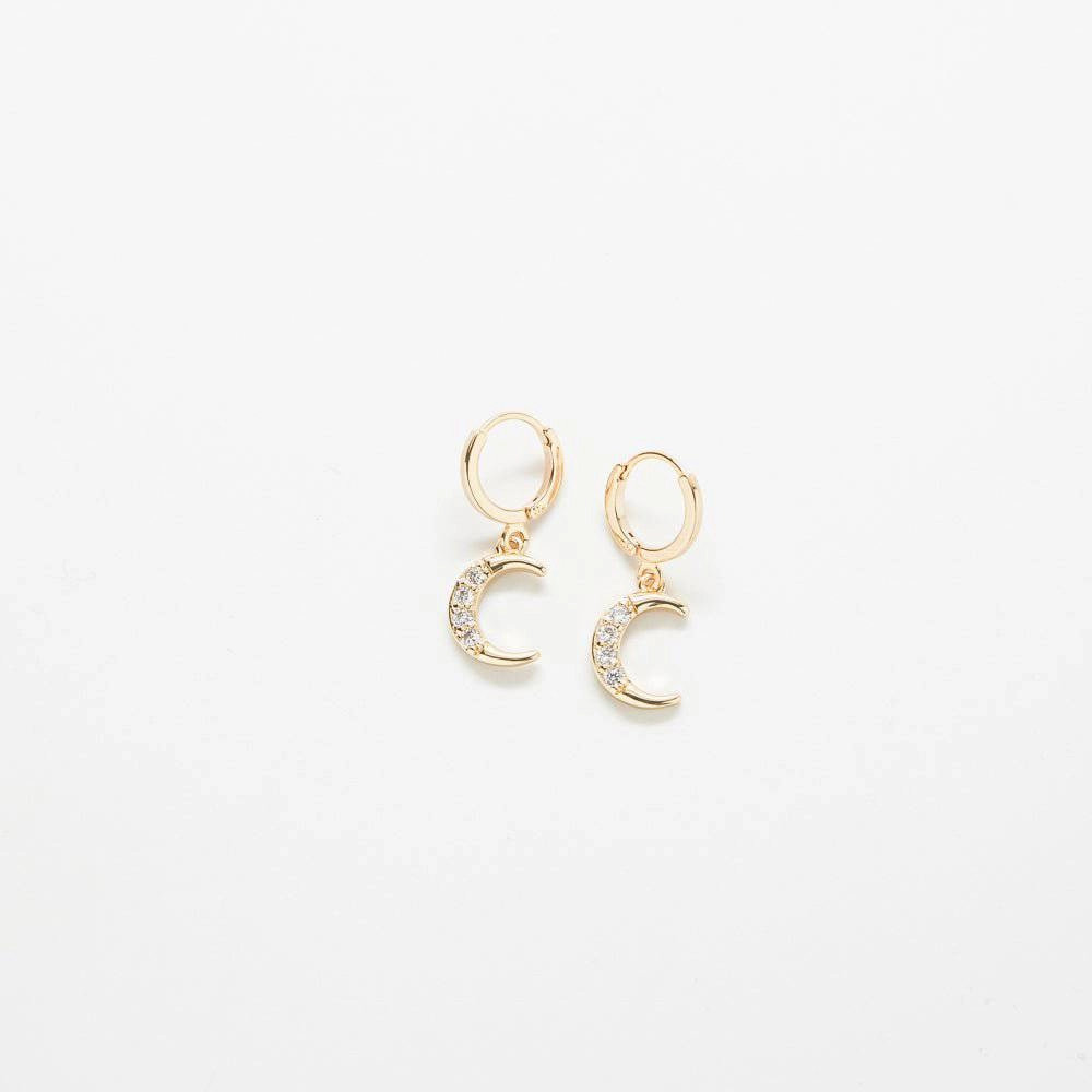 CZ Crescent Moon Huggie Earrings Fashionable Option