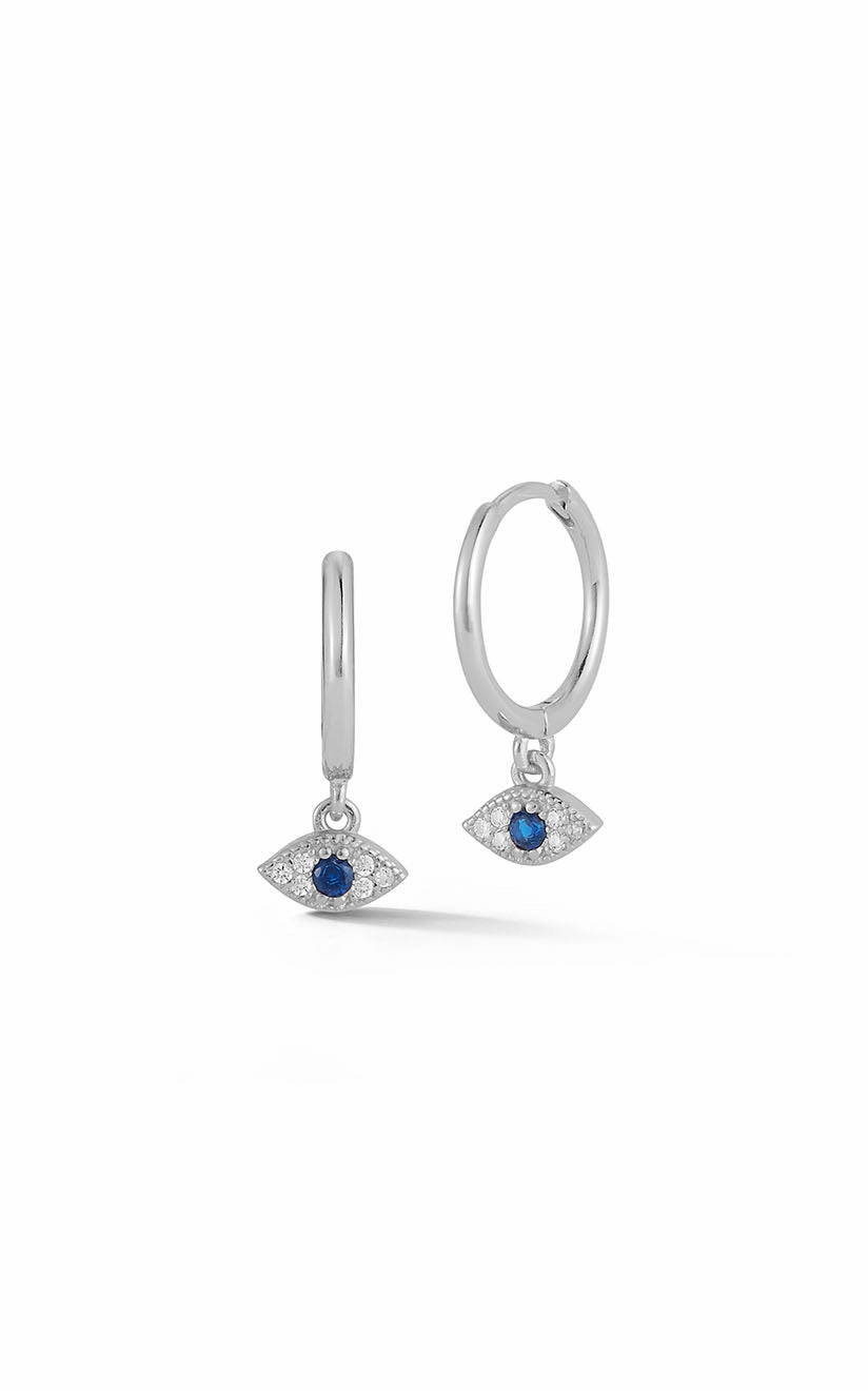 Radiant Sparkle Lustrous Accent Tiny Evil Eye Huggies Earring
