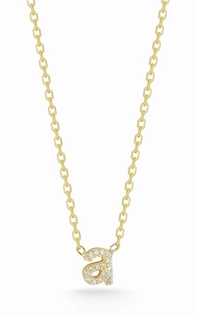 All Occasion Tiny Lowercase Pav?? Initial Necklace