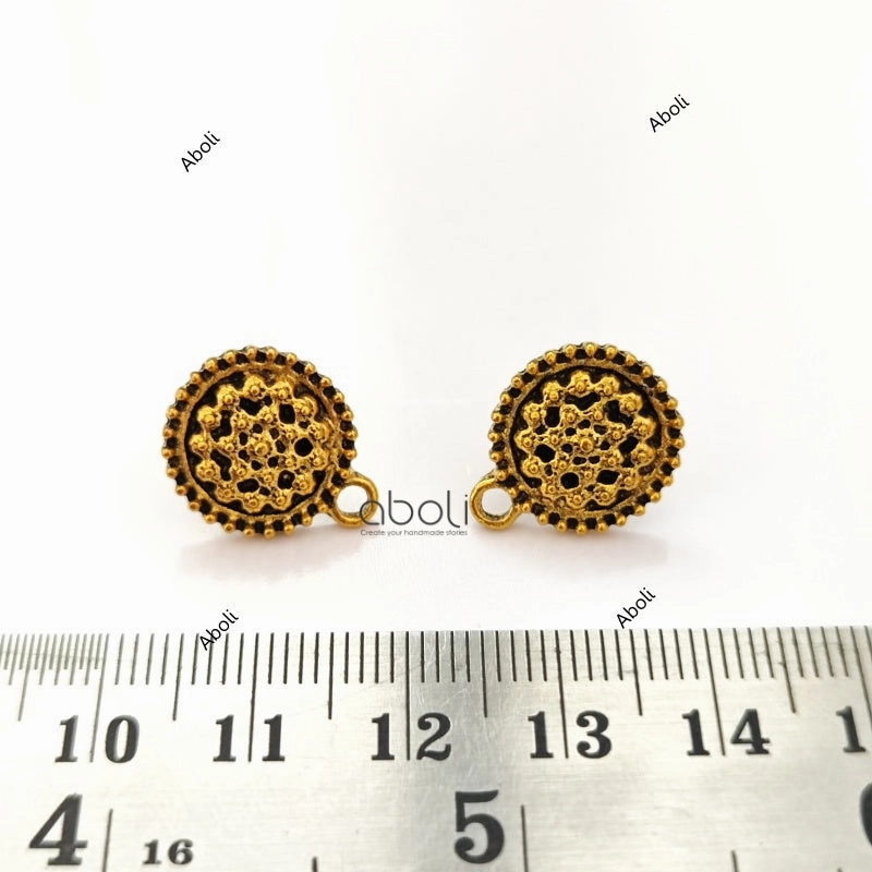 Golden round earrings stud components metal earrings findings ESG71 Business Trinket