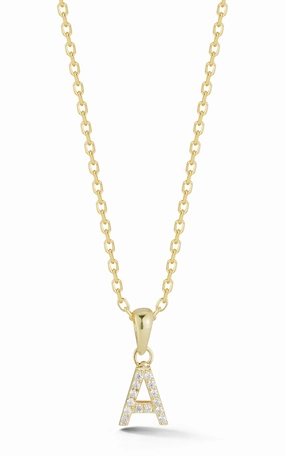 Tiny Pav?? Uppercase Initial Necklace Glamourous Piece