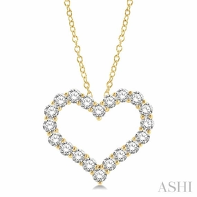 3 Ctw Heart Shape Round Cut Diamond Pendant With Chain in 14K Yellow Gold Classic Choice