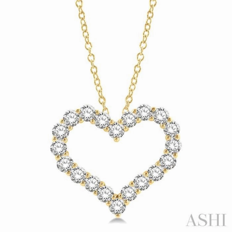 3 Ctw Heart Shape Round Cut Diamond Pendant With Chain in 14K Yellow Gold Classic Choice