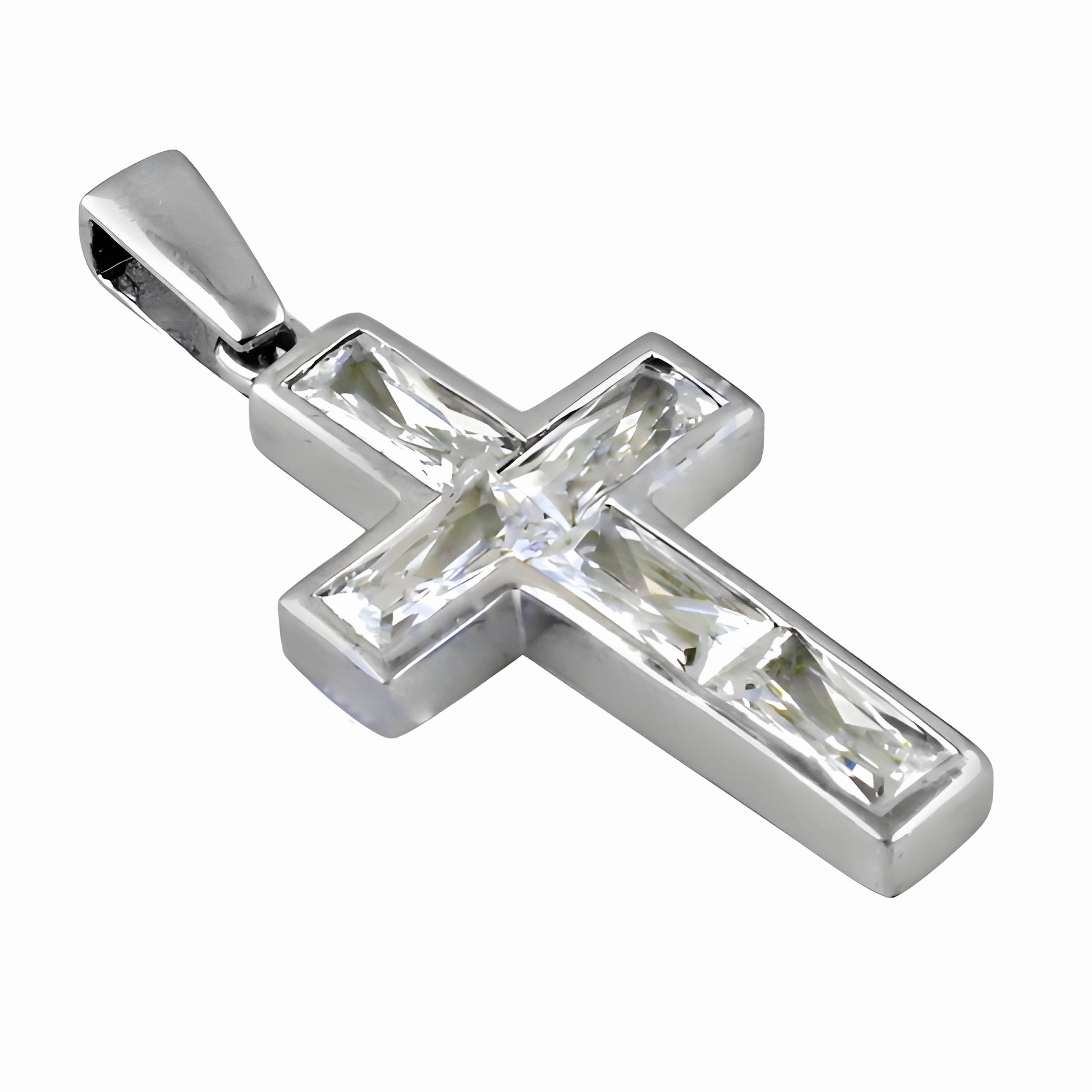 Trendy CZ Gemstone Cross Silver Pendant - Stylish Jewelry for All Occasions Layered Look