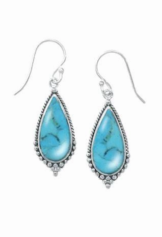 boma Sterling Silver Border Teardrop Earring. 4 Stones Available Bold Fashion