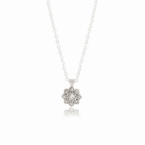 Gift For Her Moonflower Charm Pendant - Diamond   Sterling Silver