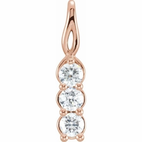 14K Rose 1/2 CTW Natural Diamond Three-Stone Pendant Special Moment