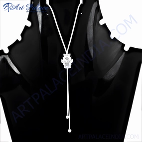 Artful Mood Stunning Cubic Zirconia Gemstone Silver Necklace - Elegant Jewelry