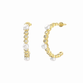 SPARKLE PEARL HOOPS Retro Item Straight Accent