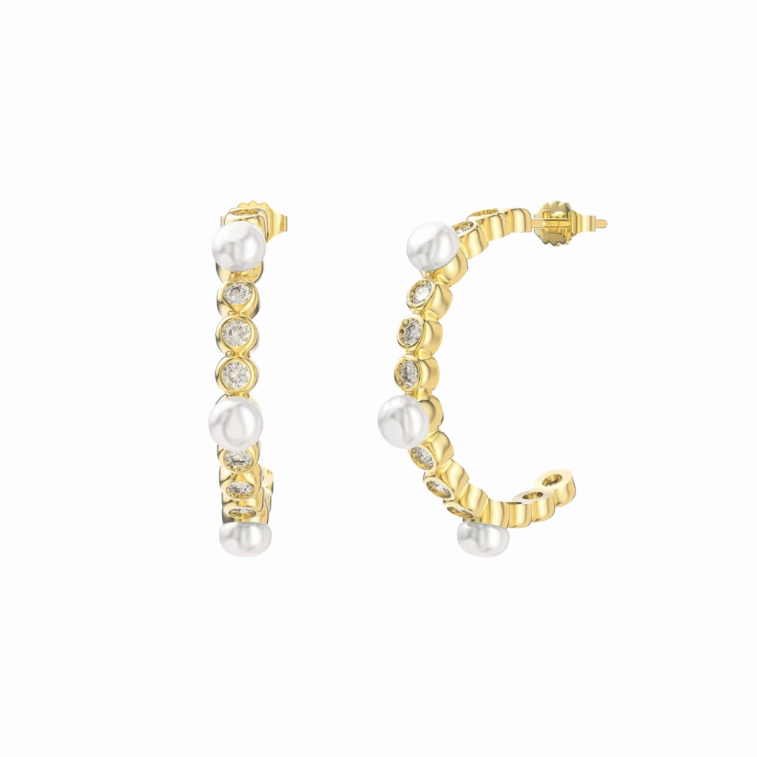 SPARKLE PEARL HOOPS Retro Item Straight Accent
