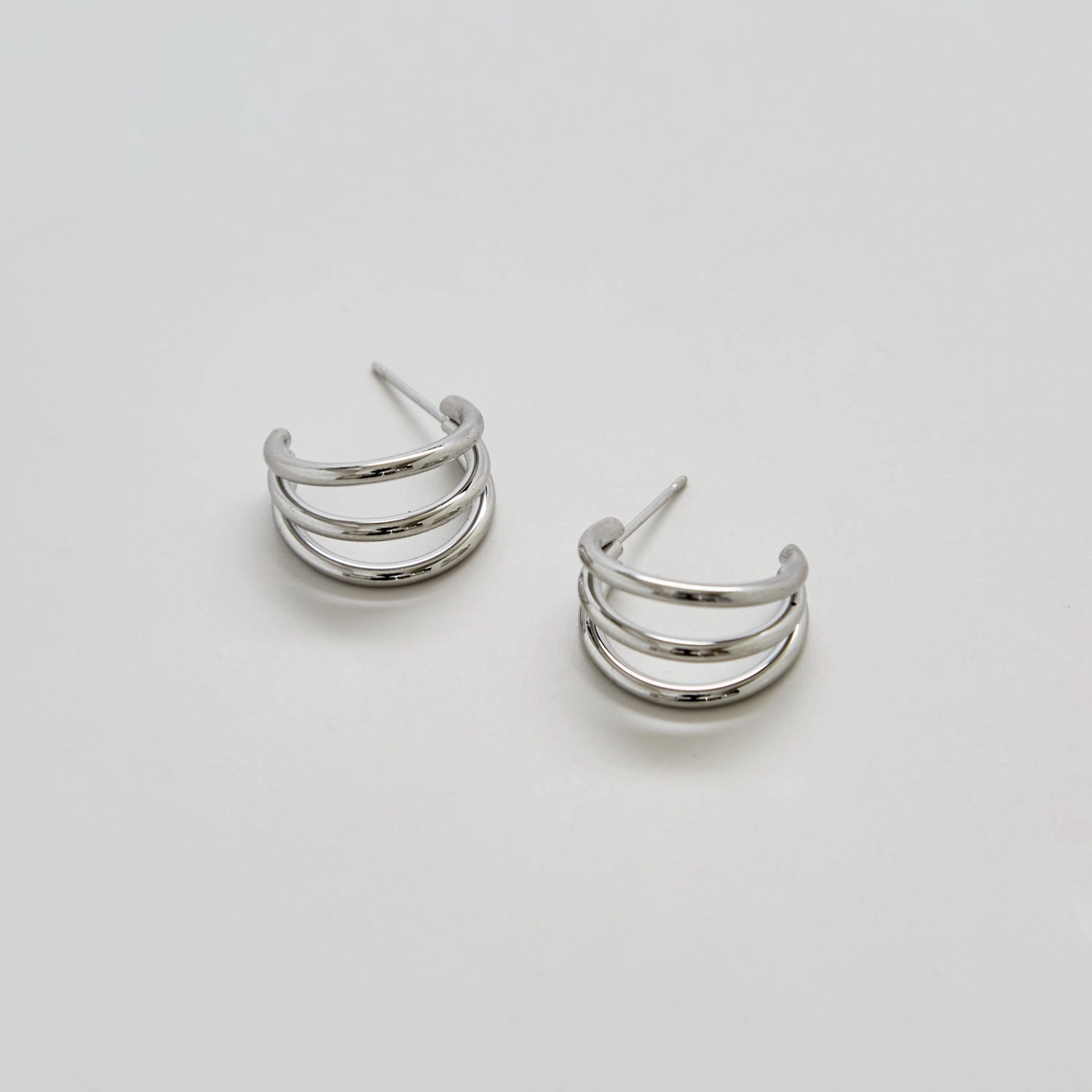 Everyday Jewelry Contemporary Jewelry Triple Arc Silver Hoop Earrings