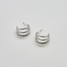 Everyday Jewelry Contemporary Jewelry Triple Arc Silver Hoop Earrings