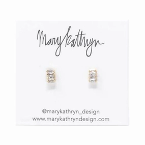 Stylish Twist Sparkle Boost Triple Baguette CZ Studs
