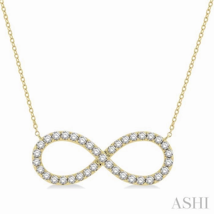 1 Ctw Round Cut Diamond Infinity Pendant With Chain in 14K Yellow Gold Youth Gift