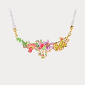 everyday elegance Shiny Gems Tropical Flower Beads Necklace