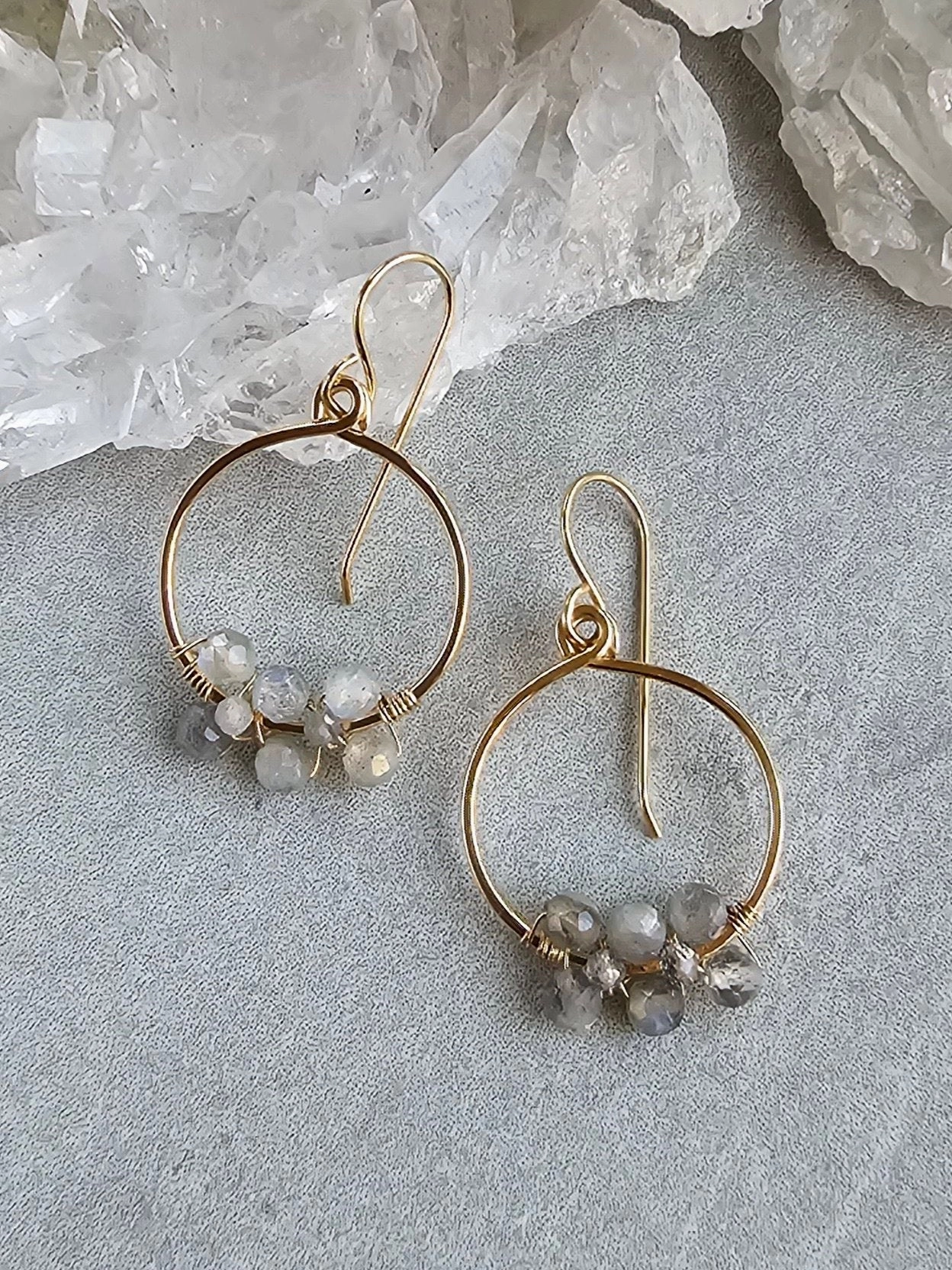 Truly Earrings Small - 14k Gold-Fill   Labradorite True Touch