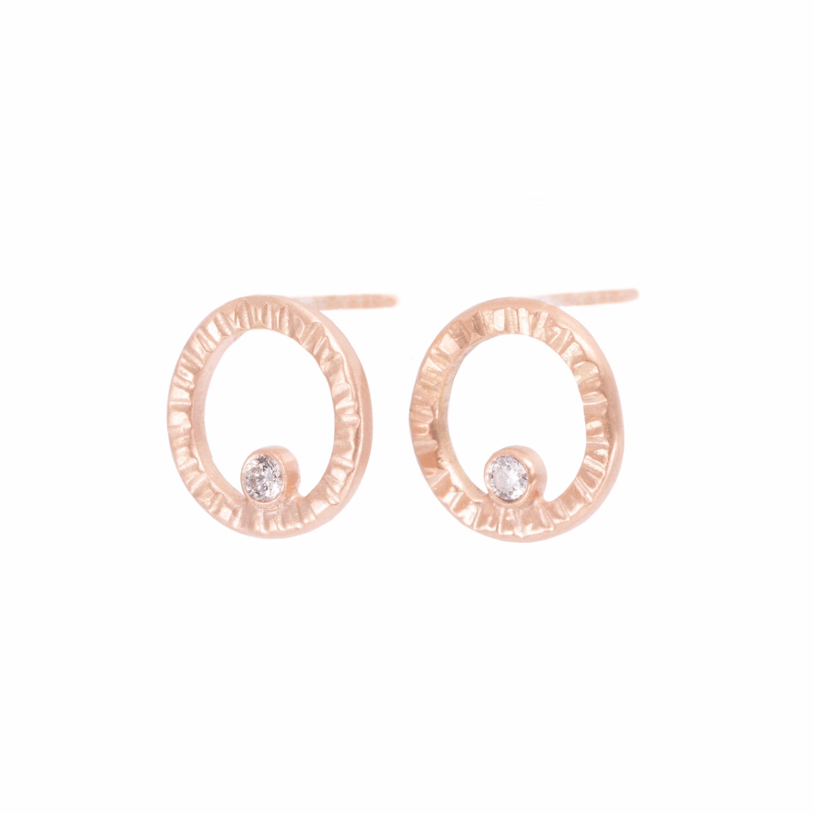 Turning Aspen Studs - 18k gold, Oxidized Silver   Reclaimed Diamonds Luxury Design Timeless Appeal