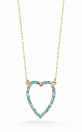 Turquoise Open Heart With Diamonds Custom Gifts