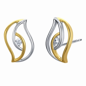 Grand Accent Two-Tone Sterling Silver Double Swirled Teardrop Earrings