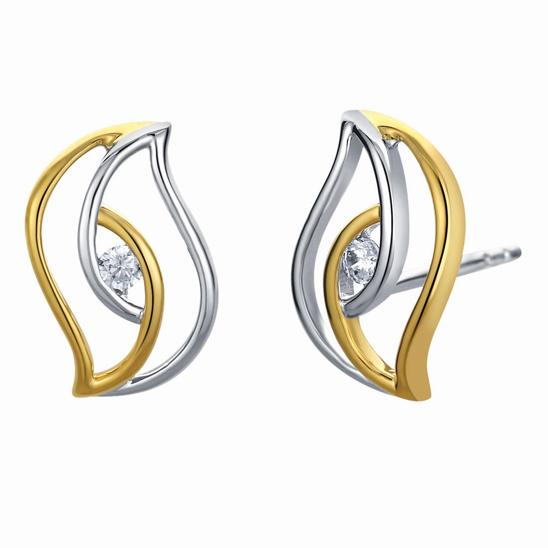 Grand Accent Two-Tone Sterling Silver Double Swirled Teardrop Earrings