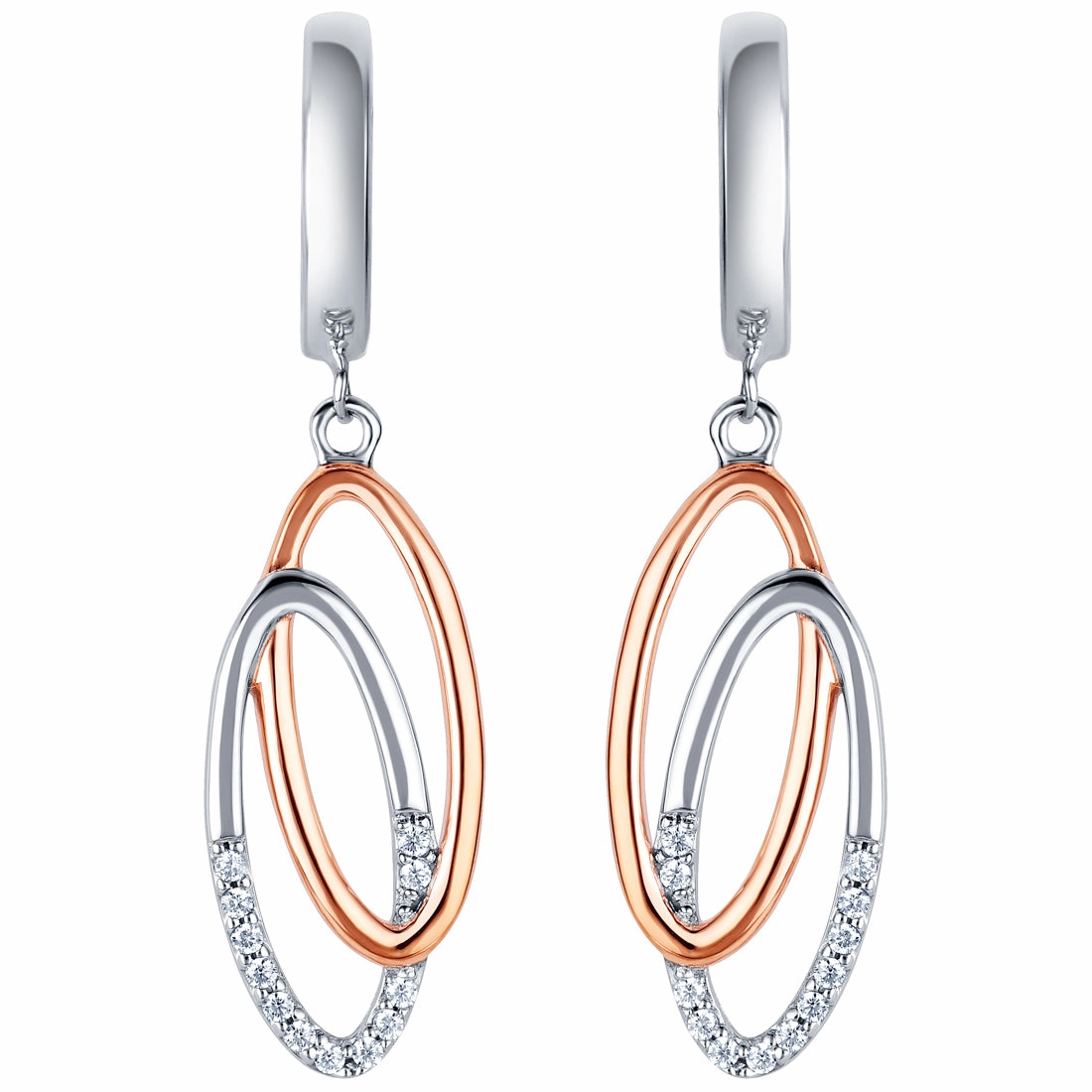 Ornate Vibe Bohemian Jewelry Two-Tone Sterling Silver Eternal Links Drop Earrings