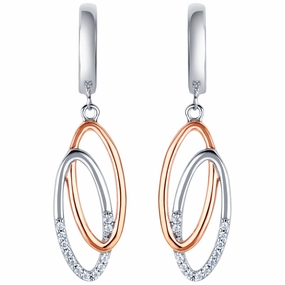 Ornate Vibe Bohemian Jewelry Two-Tone Sterling Silver Eternal Links Drop Earrings