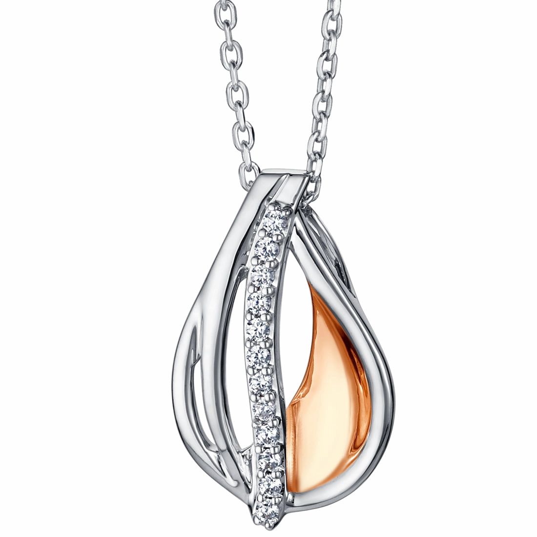 Indicating Jewelry Two-Tone Sterling Silver Floating Dewdrop Pendant