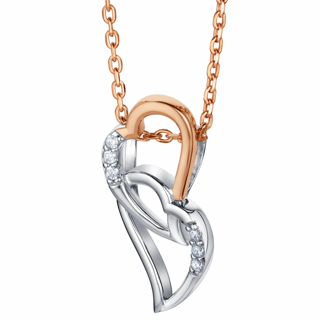 Common Piece Two-Tone Sterling Silver Interlocking Hearts Pendant