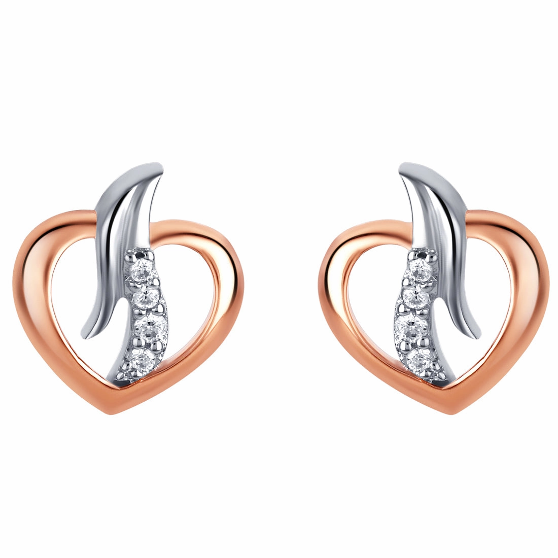 Sturdy Decor Ornate Jewelry Two-Tone Sterling Silver Open Heart Earrings