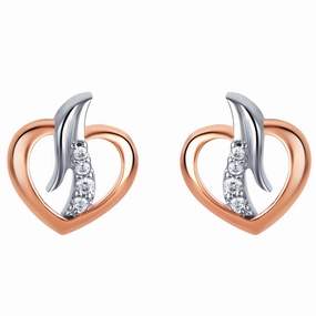 Sturdy Decor Ornate Jewelry Two-Tone Sterling Silver Open Heart Earrings