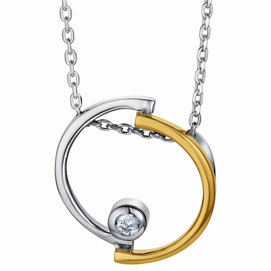 Two-Tone Sterling Silver Round Pendulum Pendant Affordable Jewelry