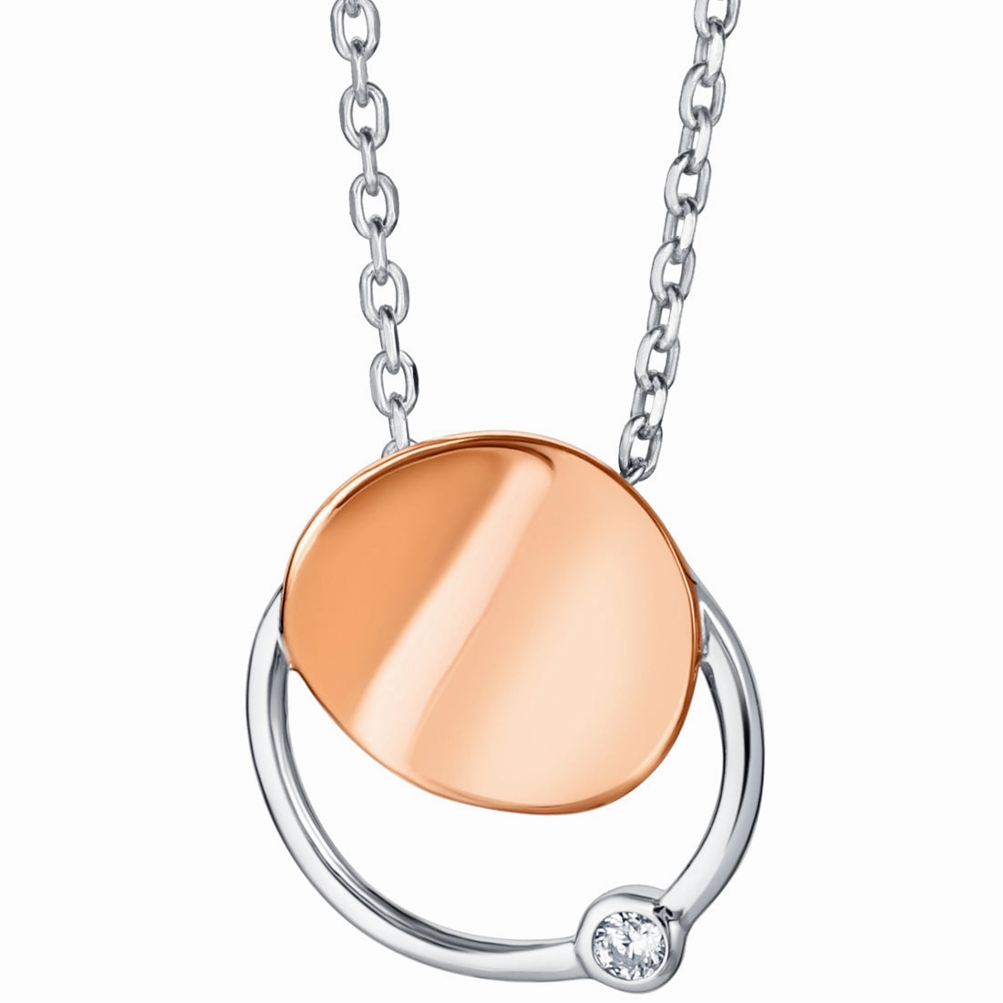 Two-Tone Sterling Silver Sculpted Disc Pendant For Individuals Superior Adornment