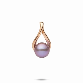 Ultraviolet Freshwater Pearl Pendant in Rose Gold - 9-10mm For Couple Everyday Style